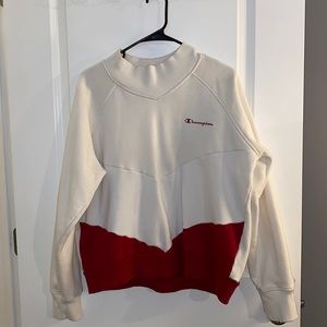 Champion Mock Neck Sweatshirt- Size XL, Color White/Burgendy